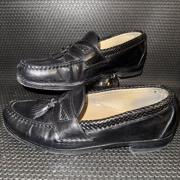 Allen Edmonds Maxfield Black Leather Slip On Tassel Loafers Shoes Mens Size 10D - Picture 1 of 8